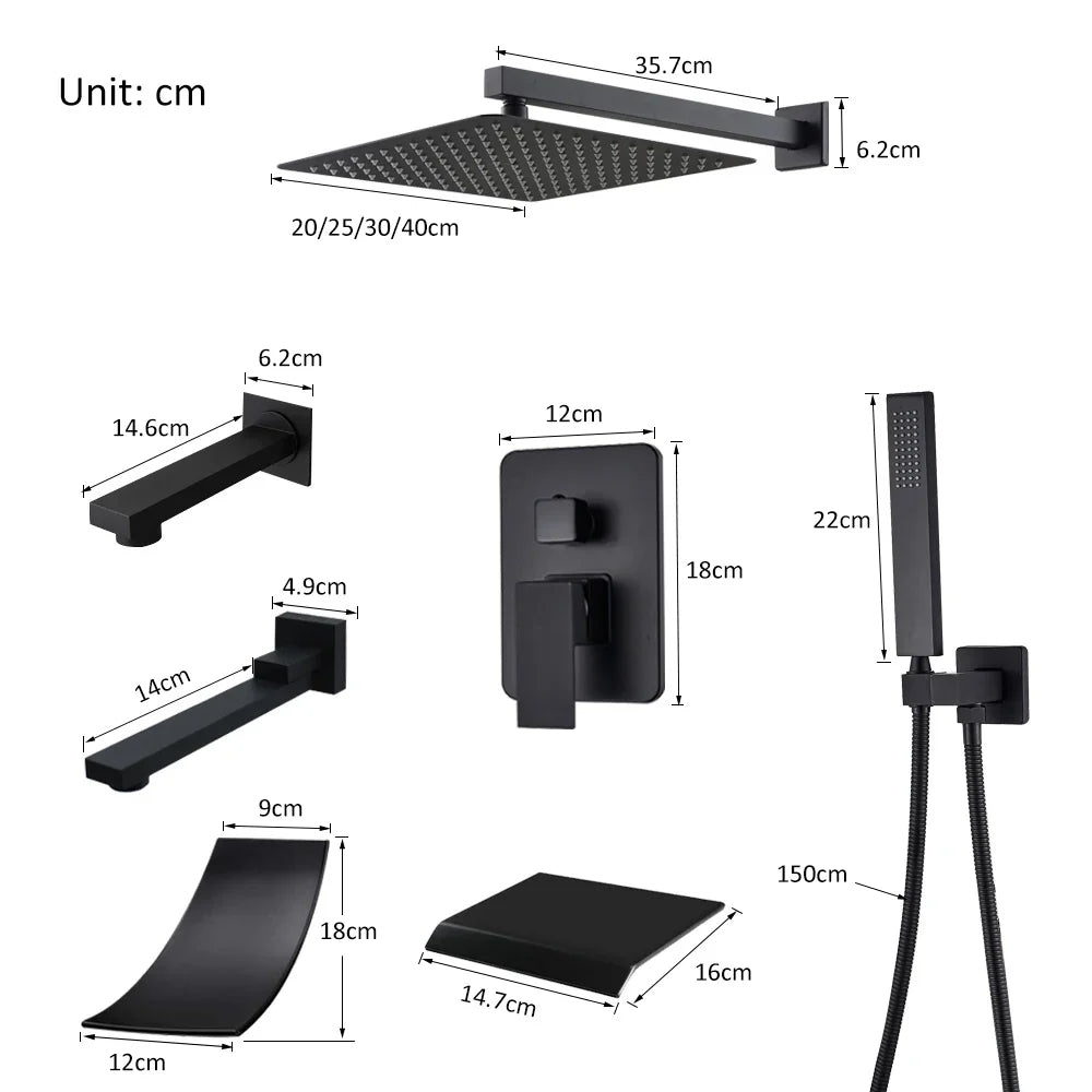 Elegant Black Shower Set